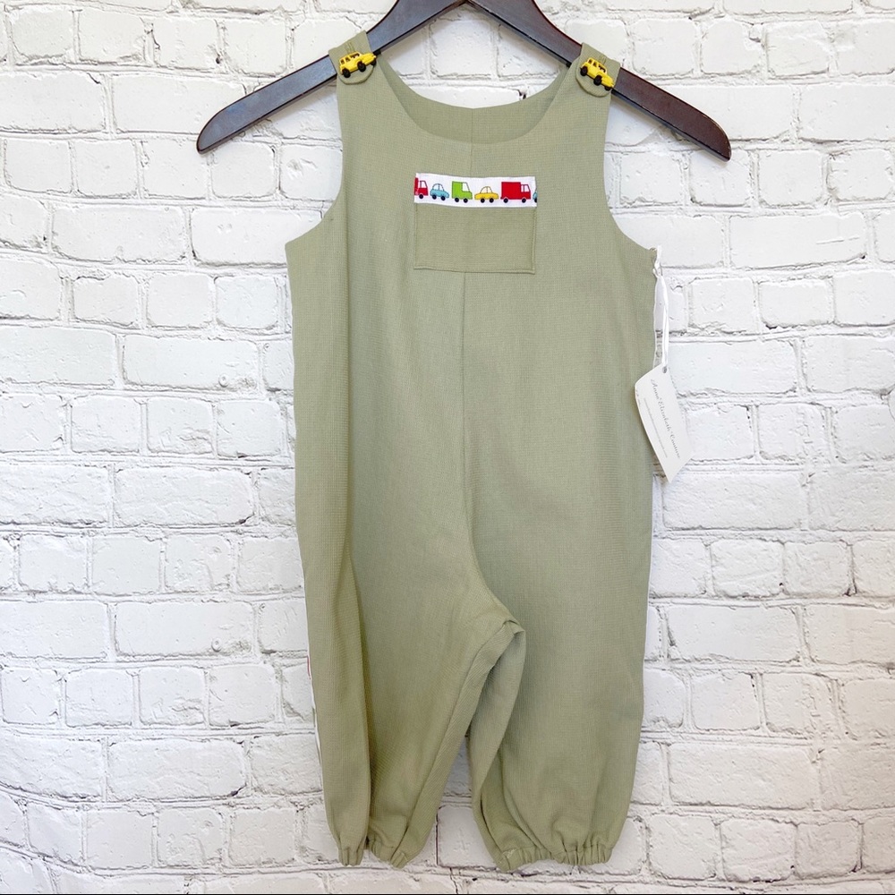Car & truck theme overalls Anna Elizabeth Couture